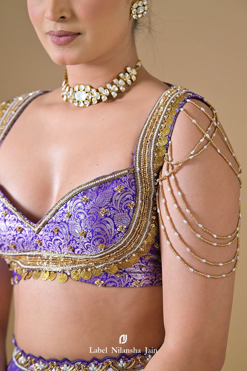 Purple Banarasi Dabka & Pearlwork Rajasi Lehenga