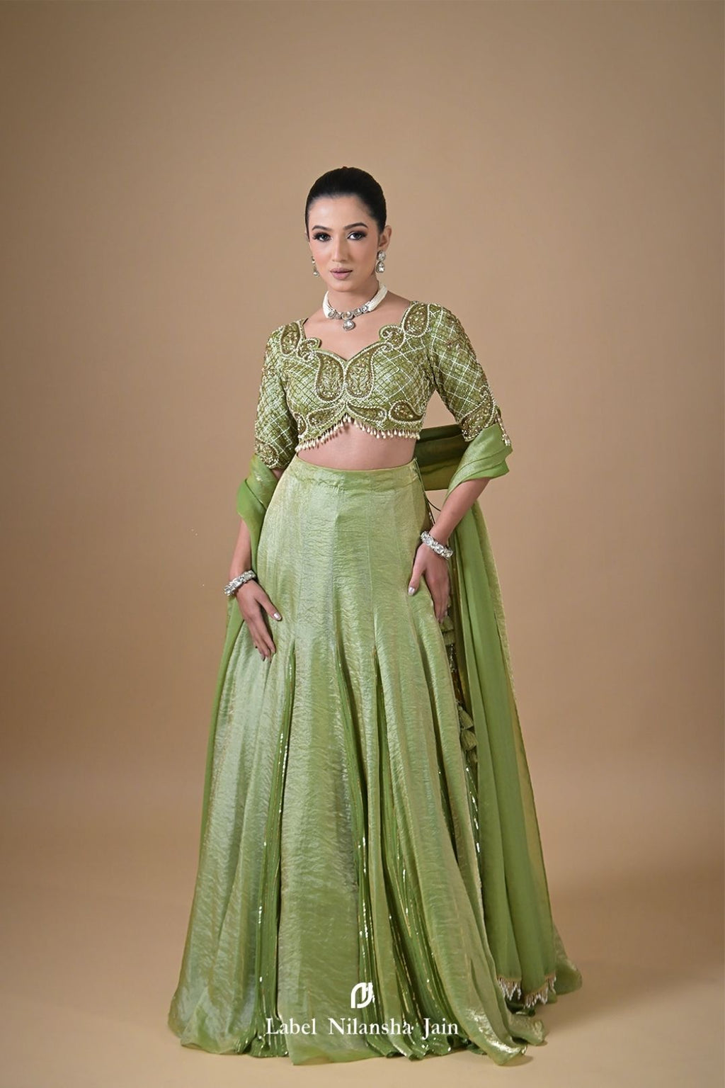 Mint Green Tissue Ziya Lehenga
