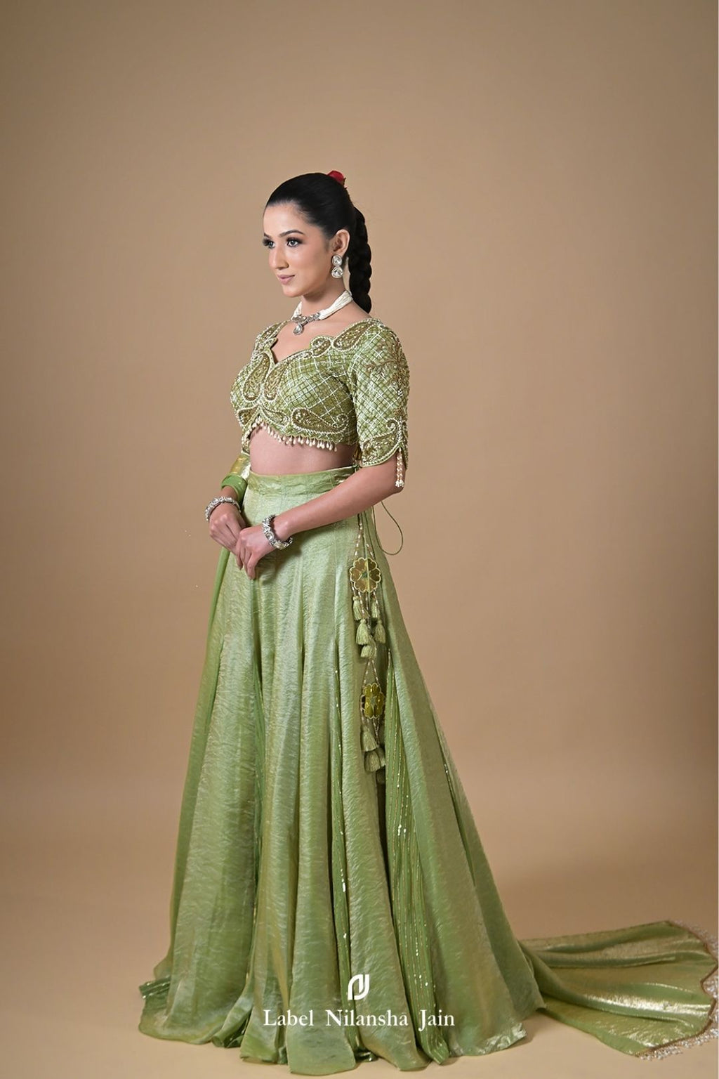 Mint Green Tissue Ziya Lehenga