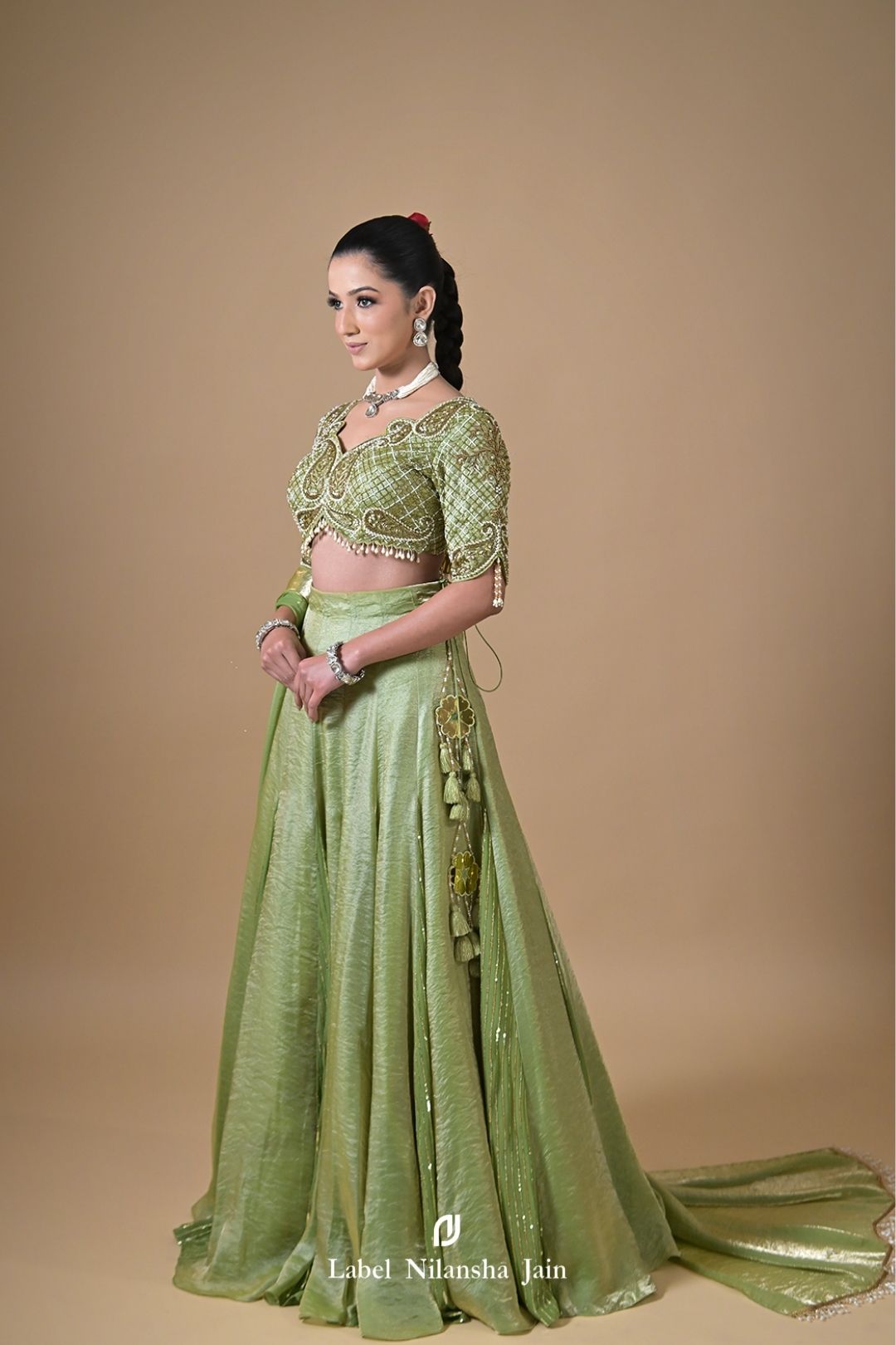 Mint Green Tissue Ziya Lehenga