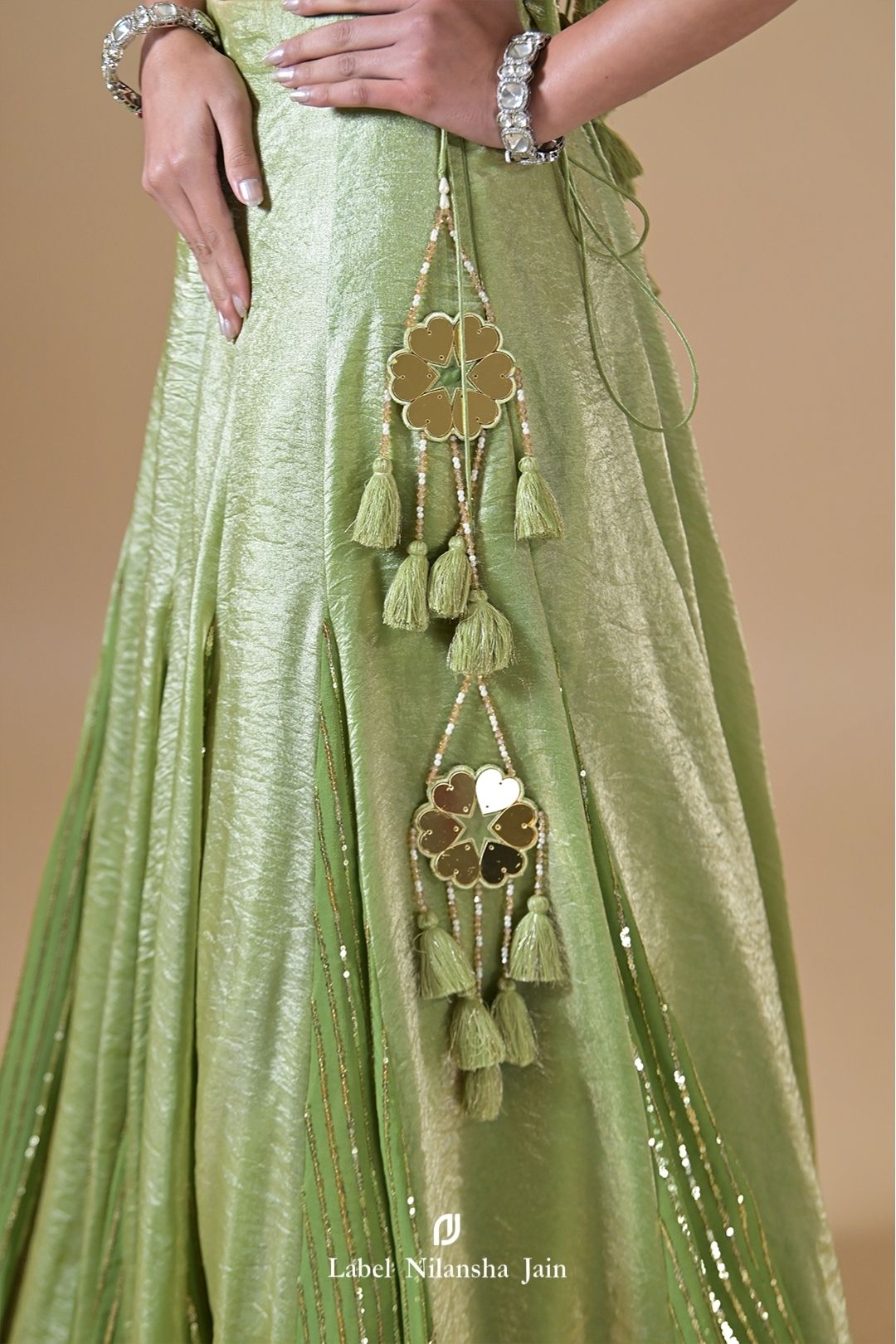 Mint Green Tissue Ziya Lehenga