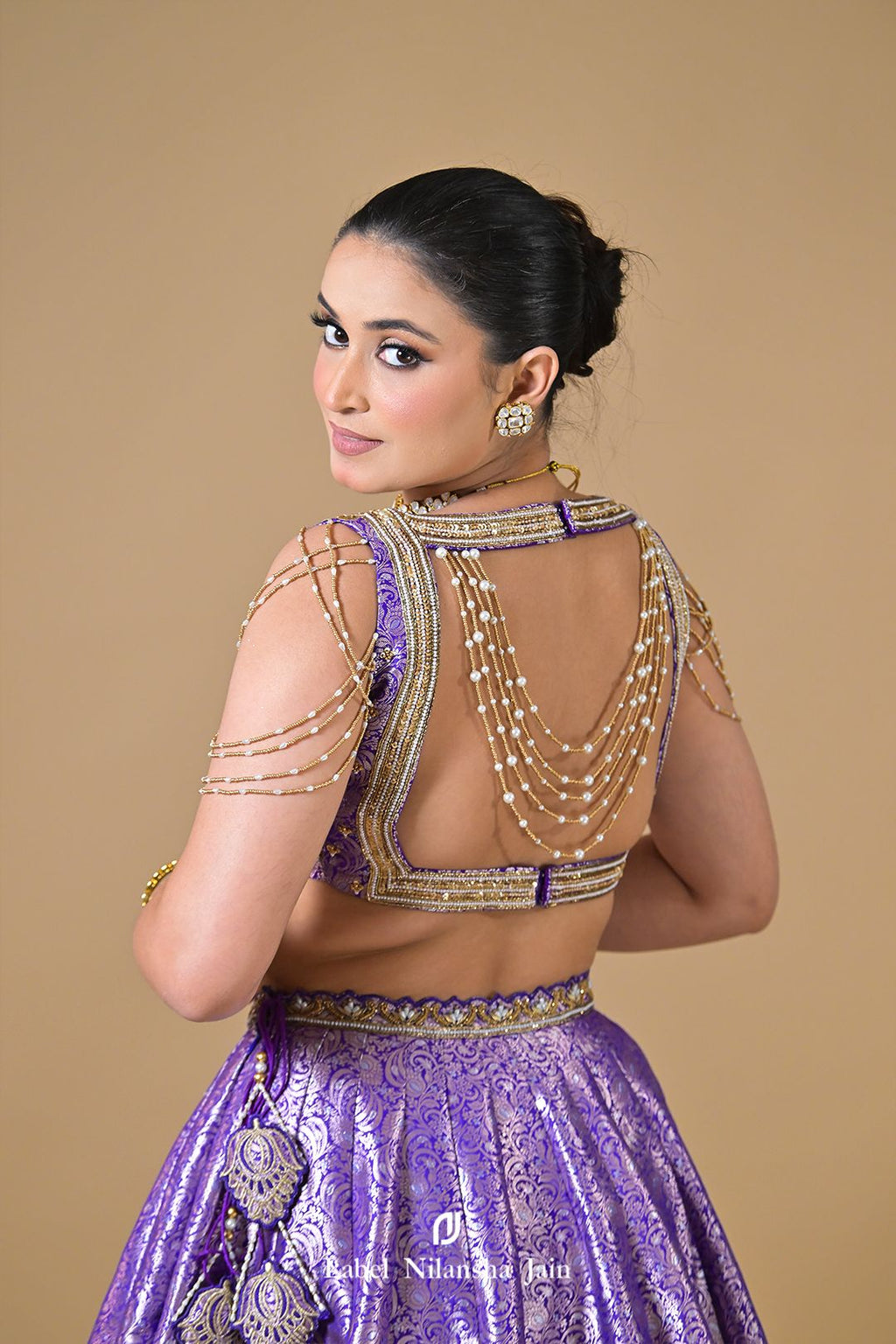 Purple Banarasi Dabka & Pearlwork Rajasi Lehenga
