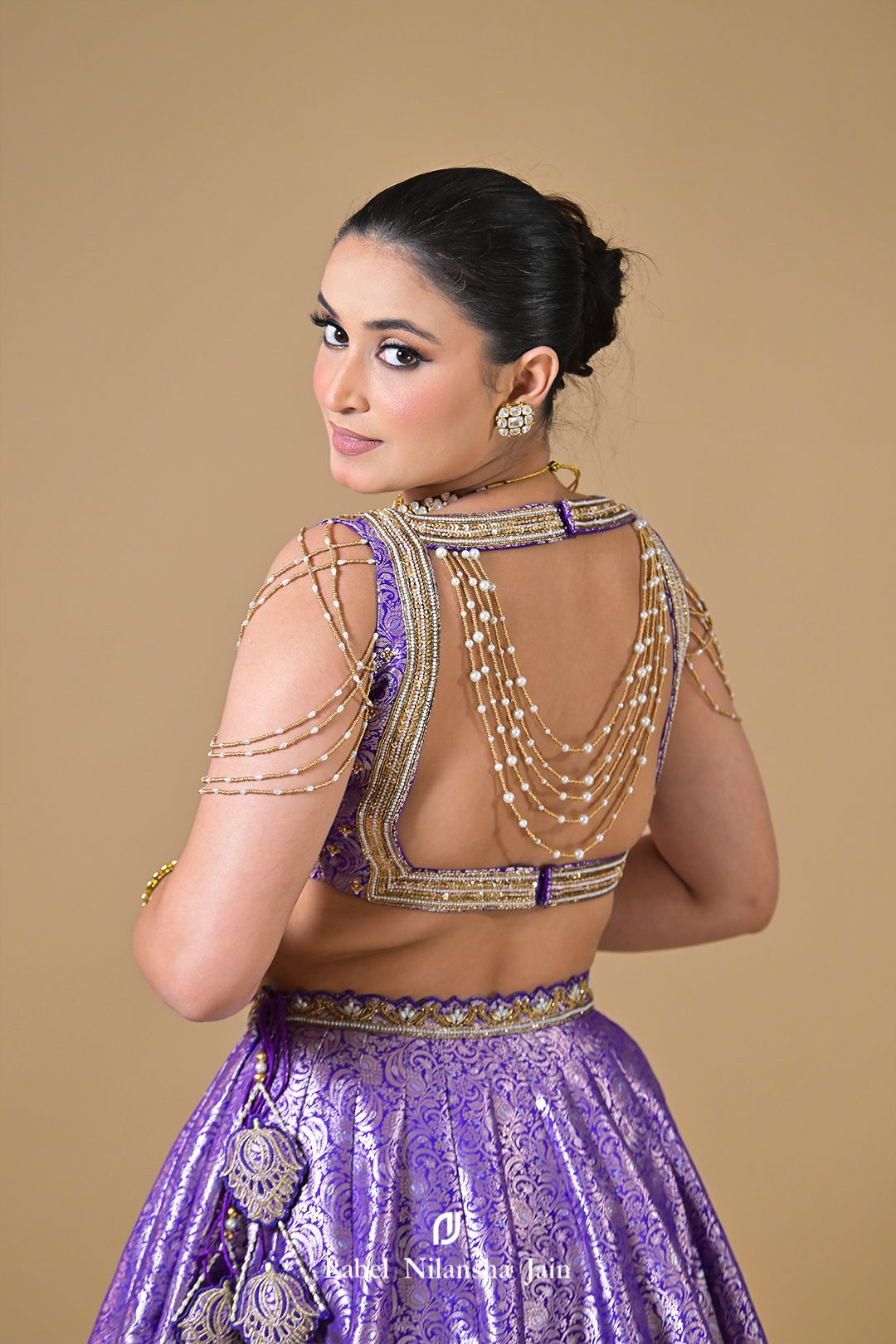 Purple Banarasi Dabka & Pearlwork Rajasi Lehenga