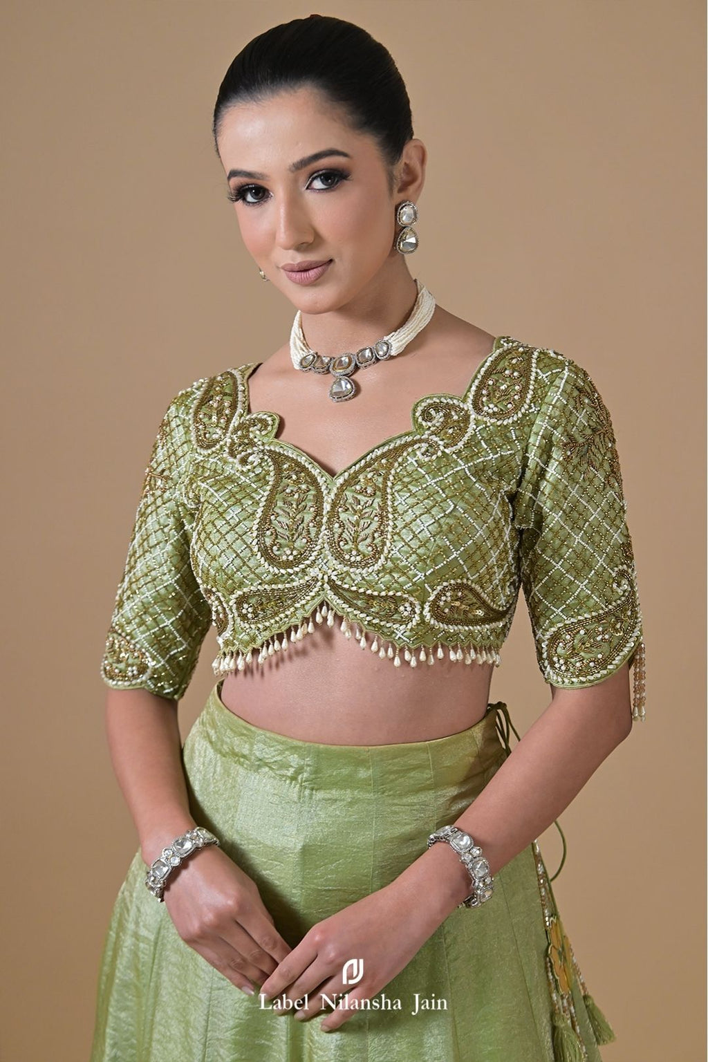 Mint Green Tissue Ziya Lehenga