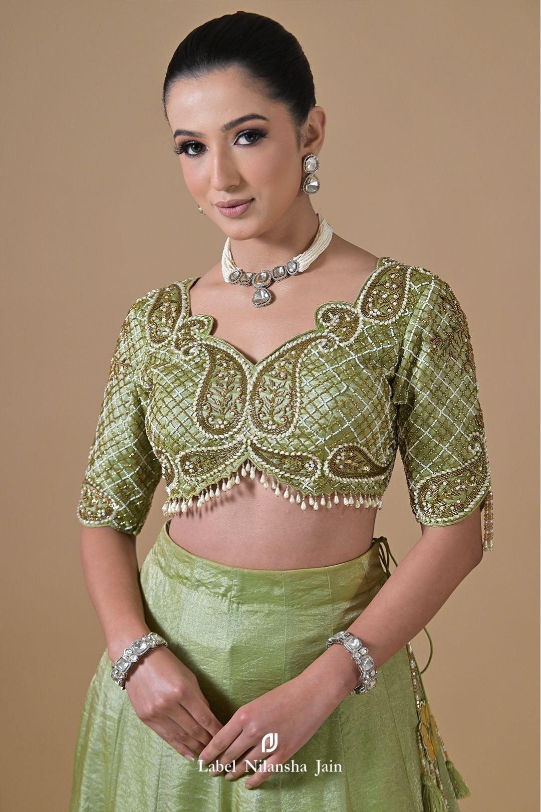 Mint Green Tissue Ziya Lehenga
