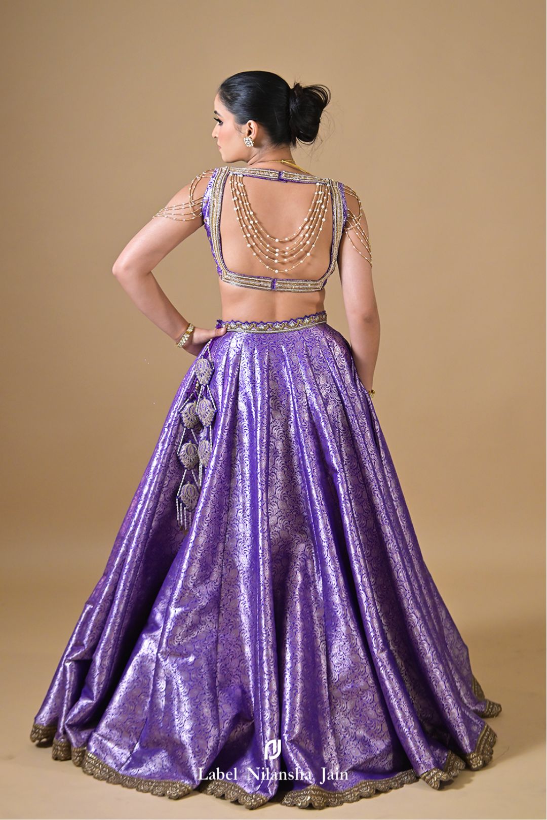 Purple Banarasi Dabka & Pearlwork Rajasi Lehenga