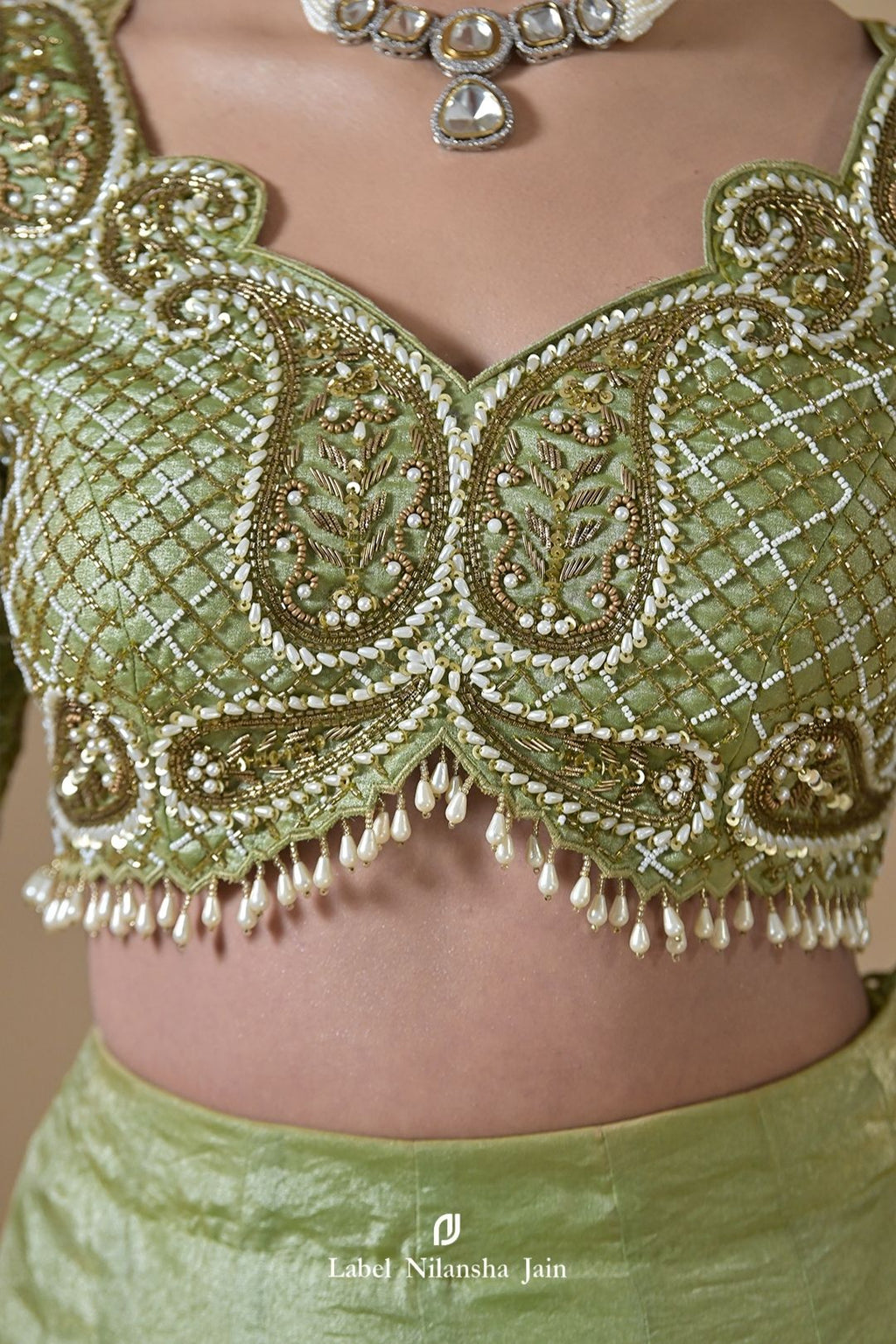 Mint Green Tissue Ziya Lehenga