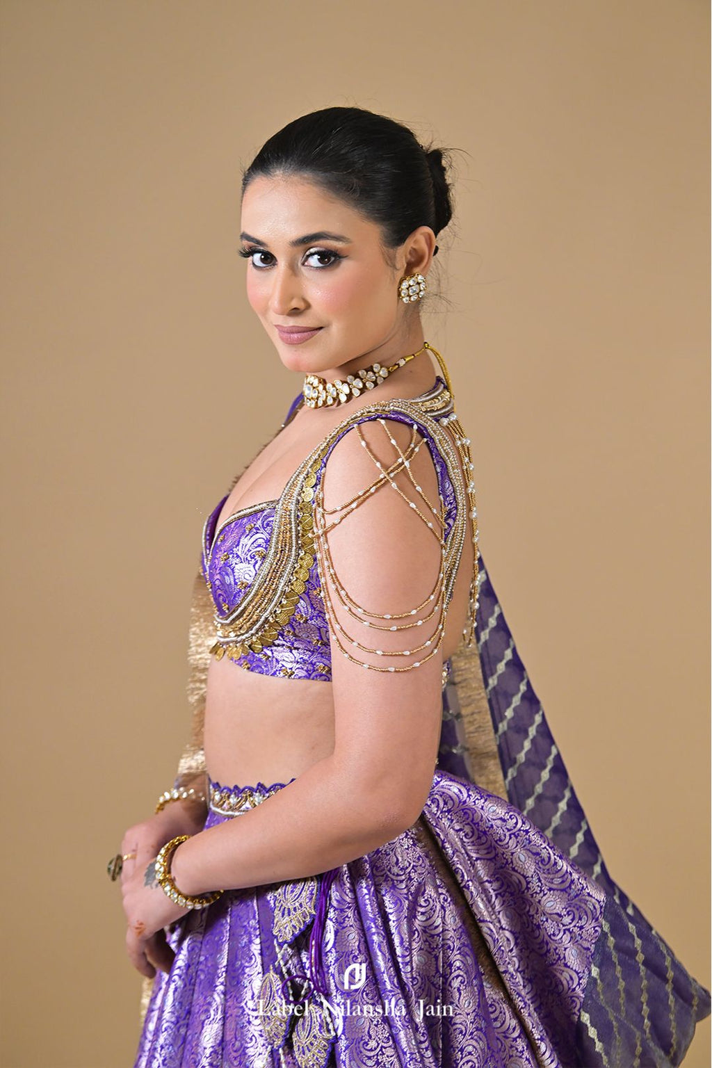 Purple Banarasi Dabka & Pearlwork Rajasi Lehenga