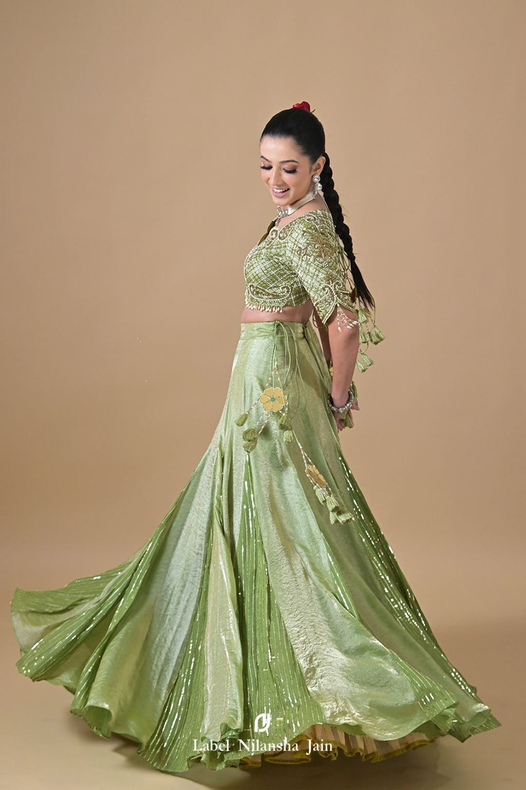 Mint Green Tissue Ziya Lehenga