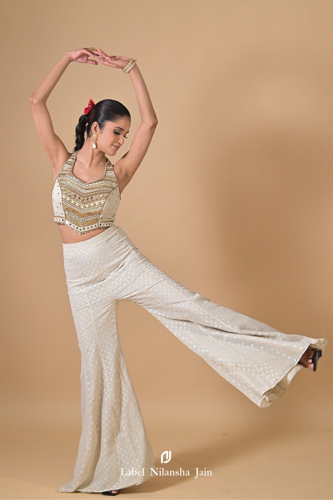 Off White - Gold Banarasi Inaaya Garara Set