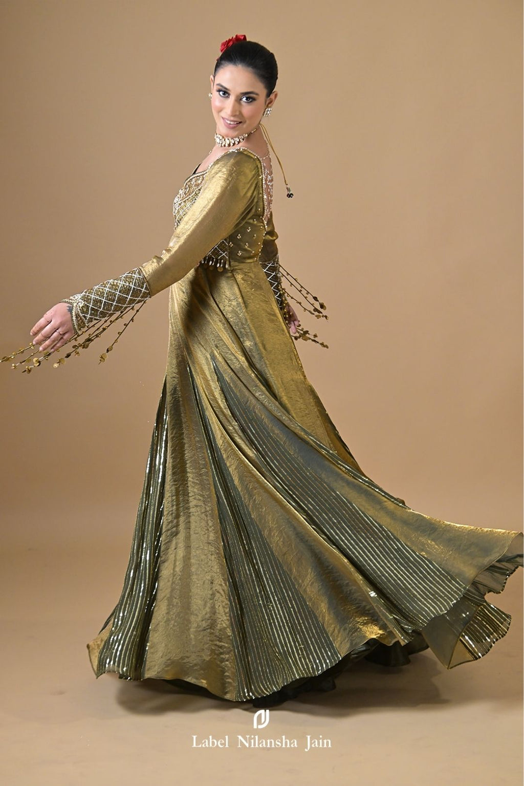 Teal Green Tissue Zoya Anarkali