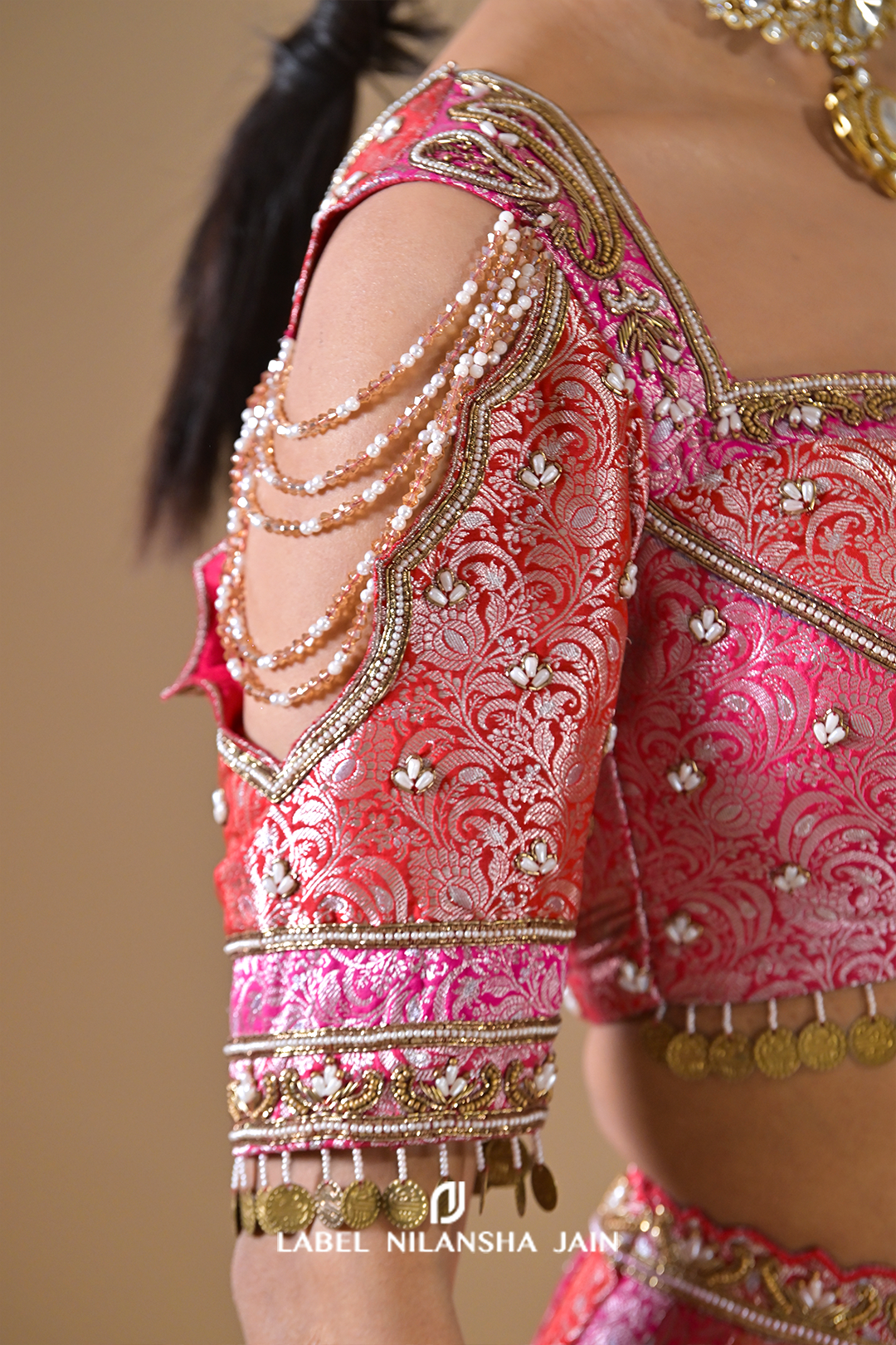 Red-Pink-Gajri Banarasi Bridal Rangotsav Lehenga