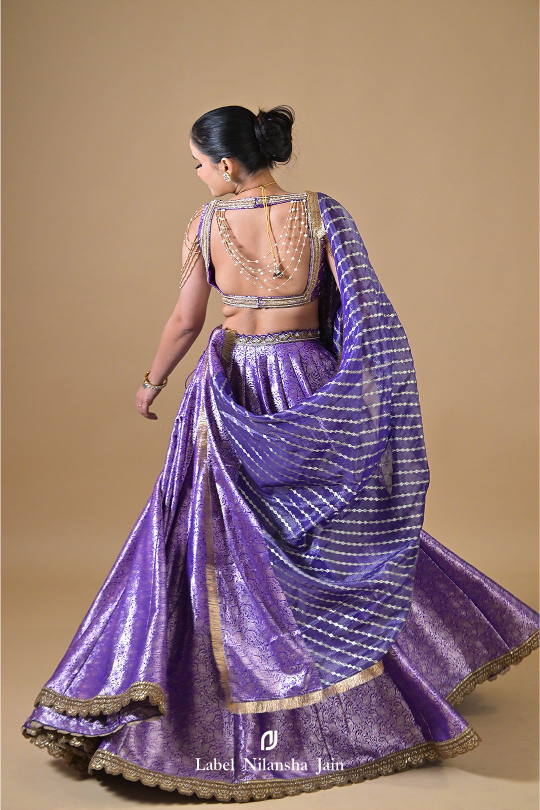 Purple Banarasi Dabka & Pearlwork Rajasi Lehenga