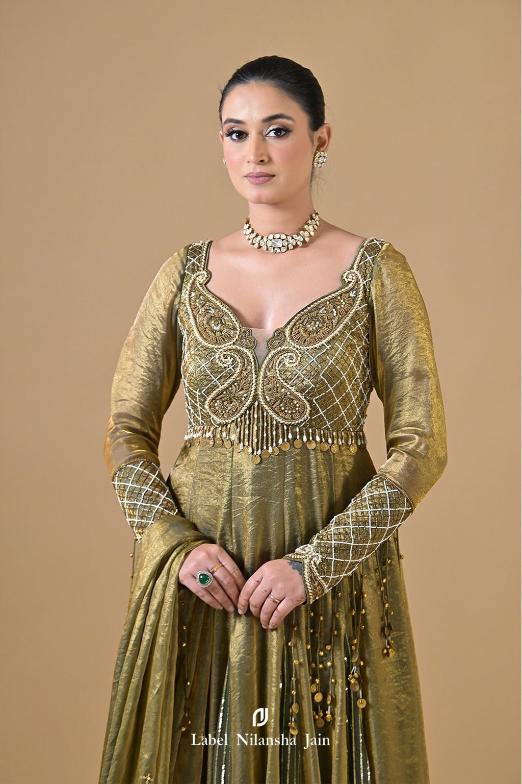 Teal Green Tissue Zoya Anarkali