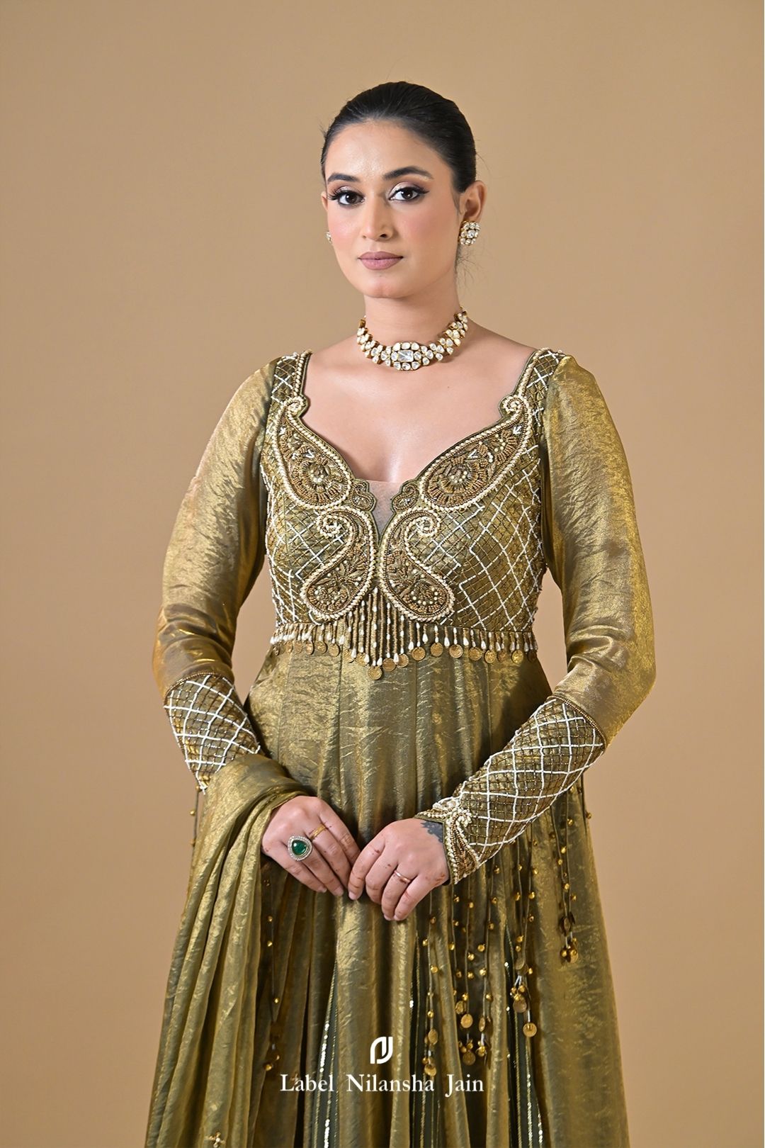 Teal Green Tissue Zoya Anarkali