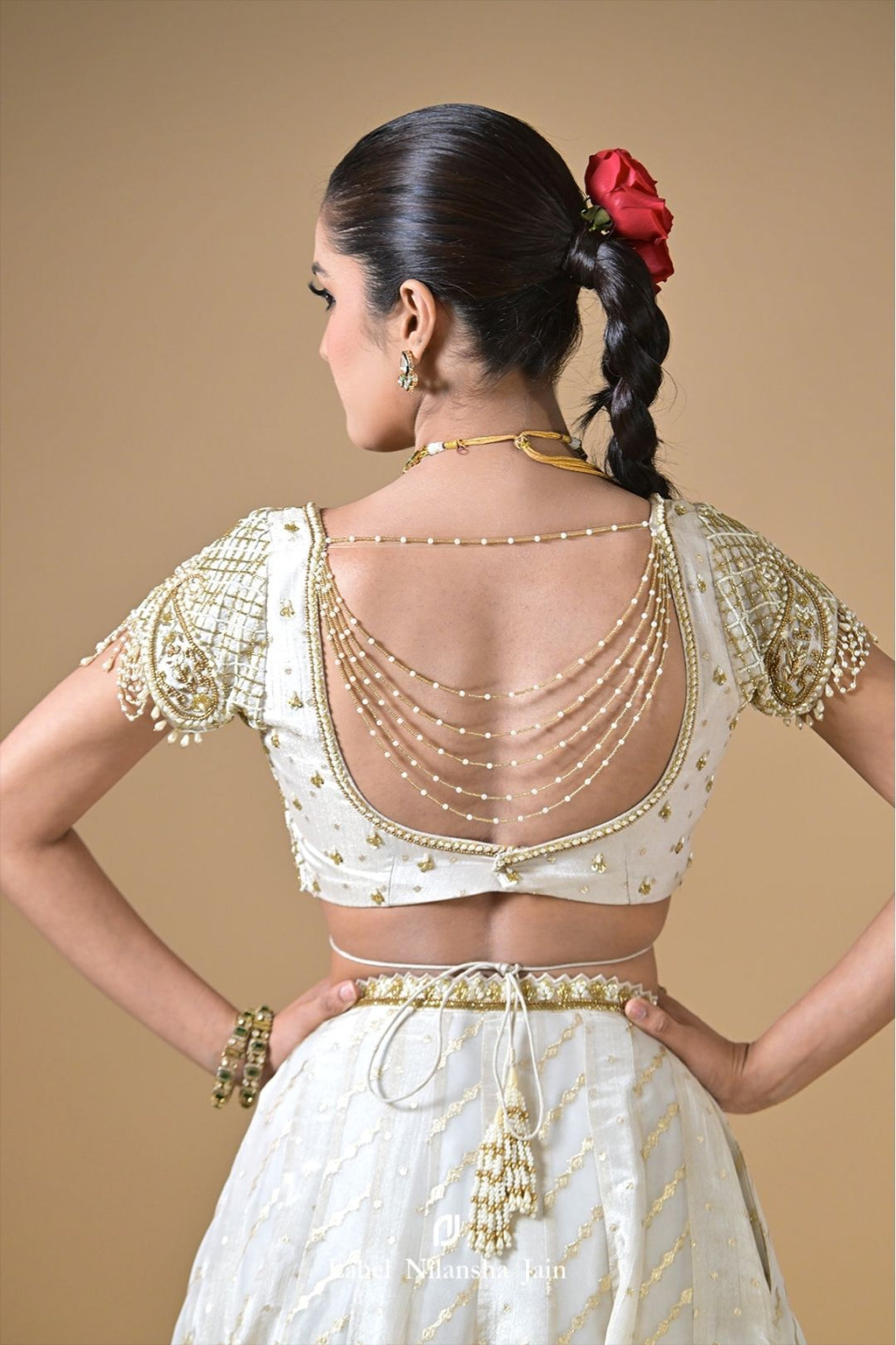 Off White - Gold Banarasi Suhani Lehenga