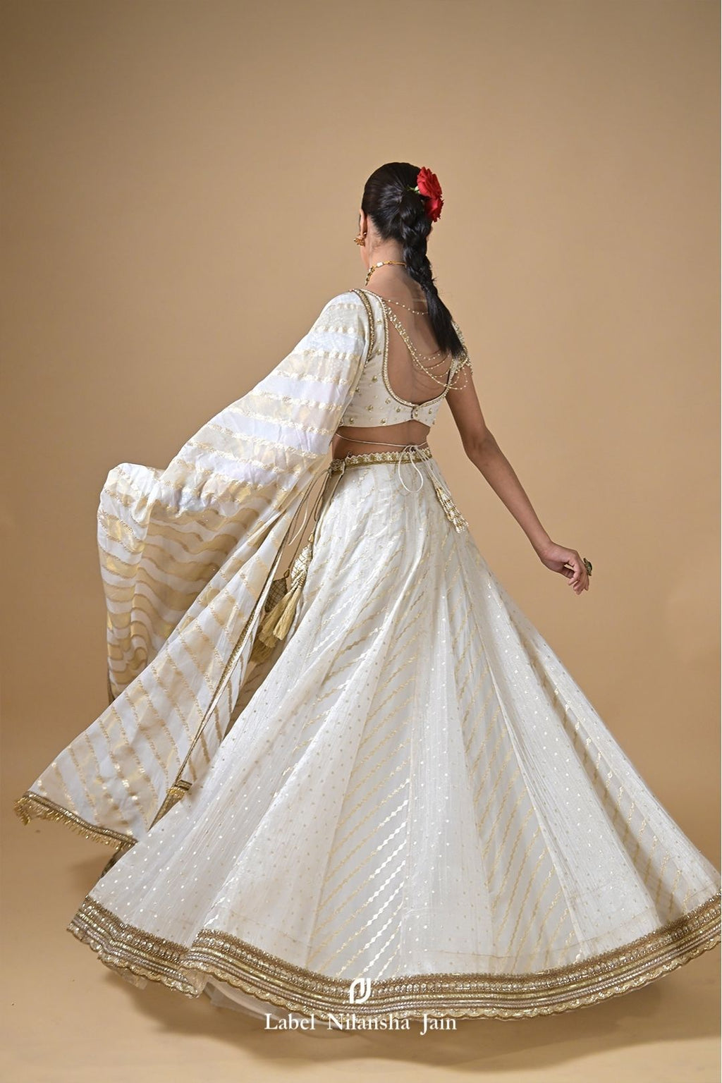 Off White - Gold Banarasi Suhani Lehenga