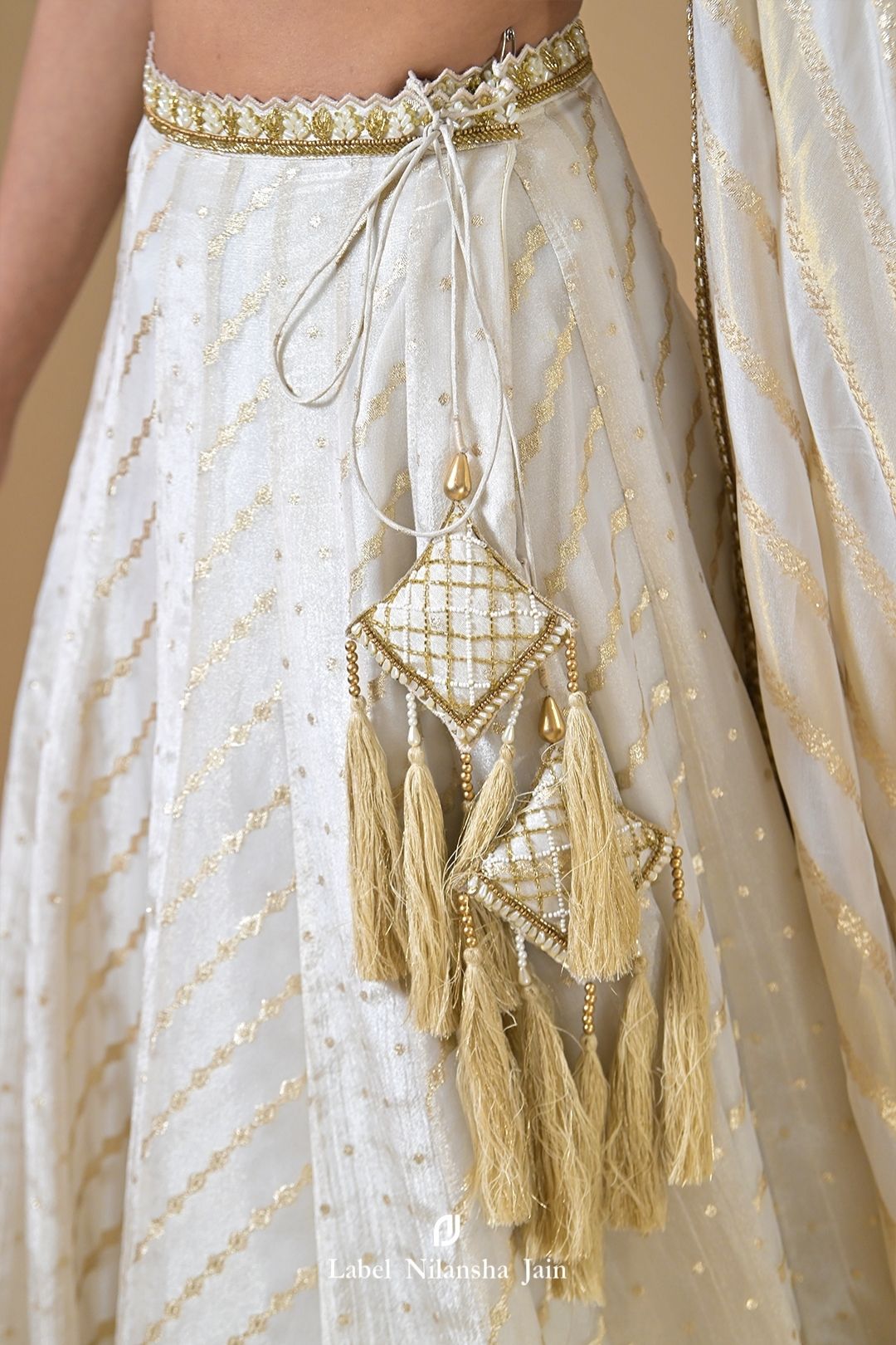 Off White - Gold Banarasi Suhani Lehenga