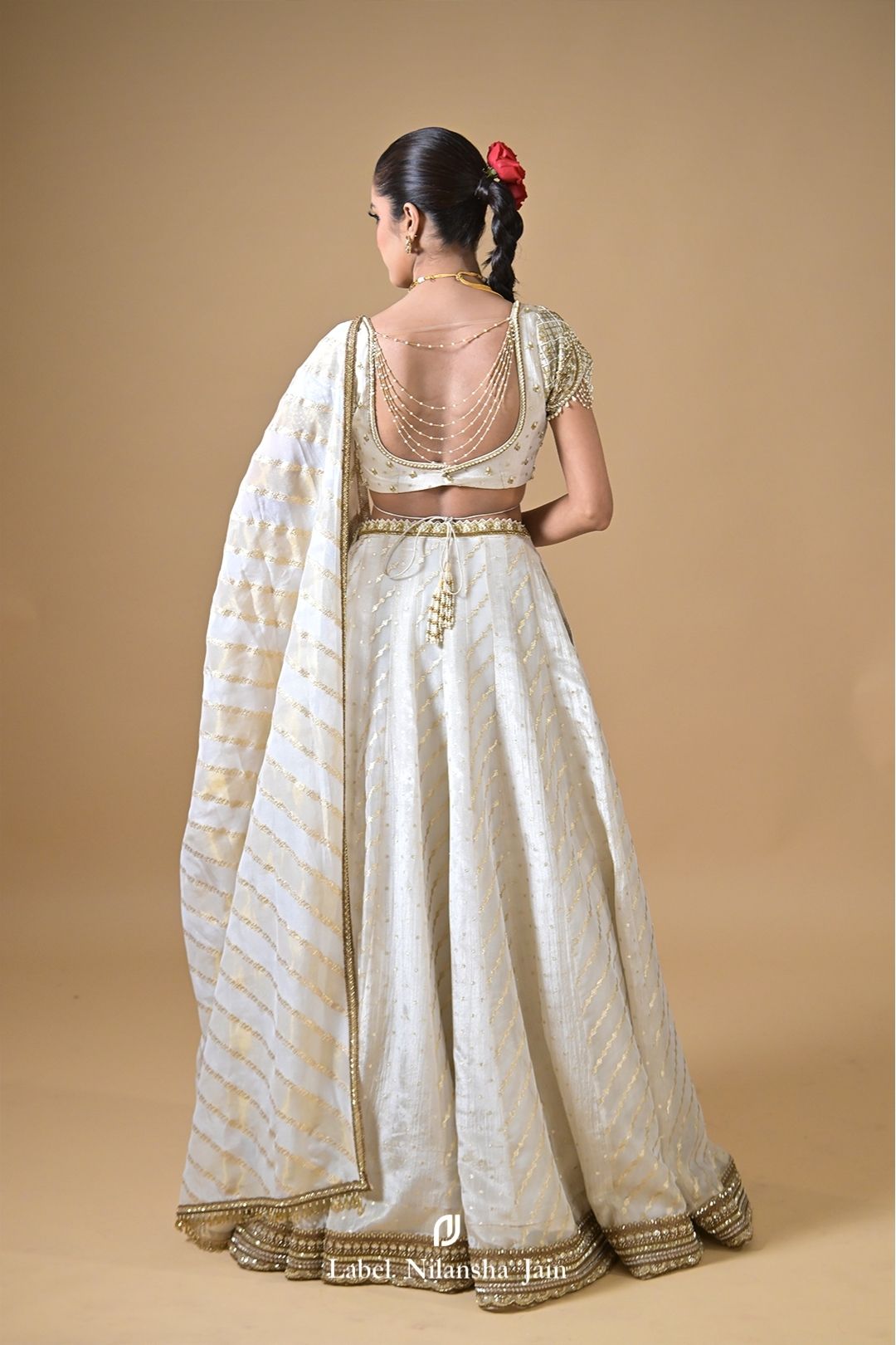 Off White - Gold Banarasi Suhani Lehenga