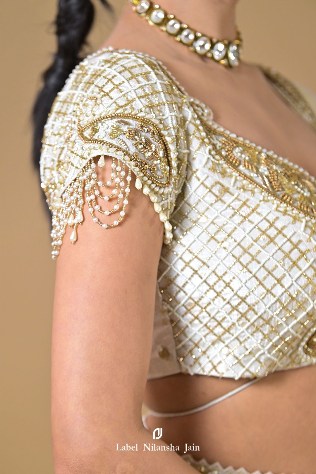 Off White - Gold Banarasi Suhani Lehenga