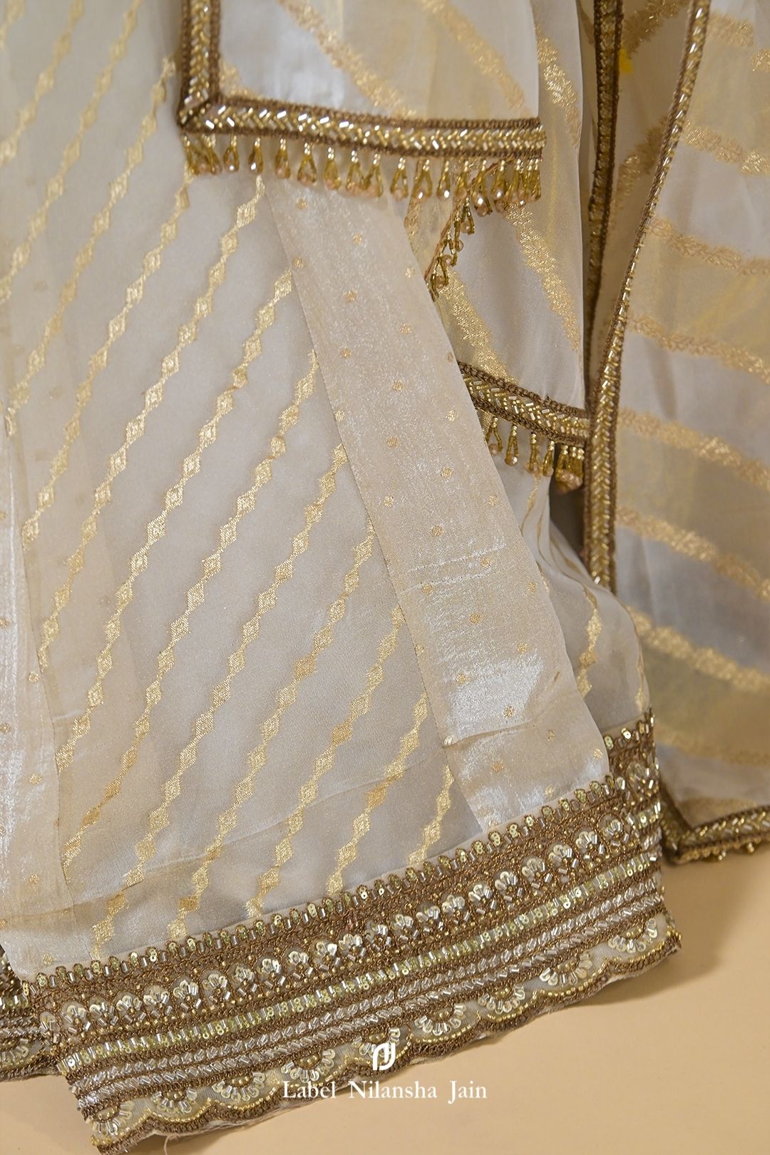 Off White - Gold Banarasi Suhani Lehenga