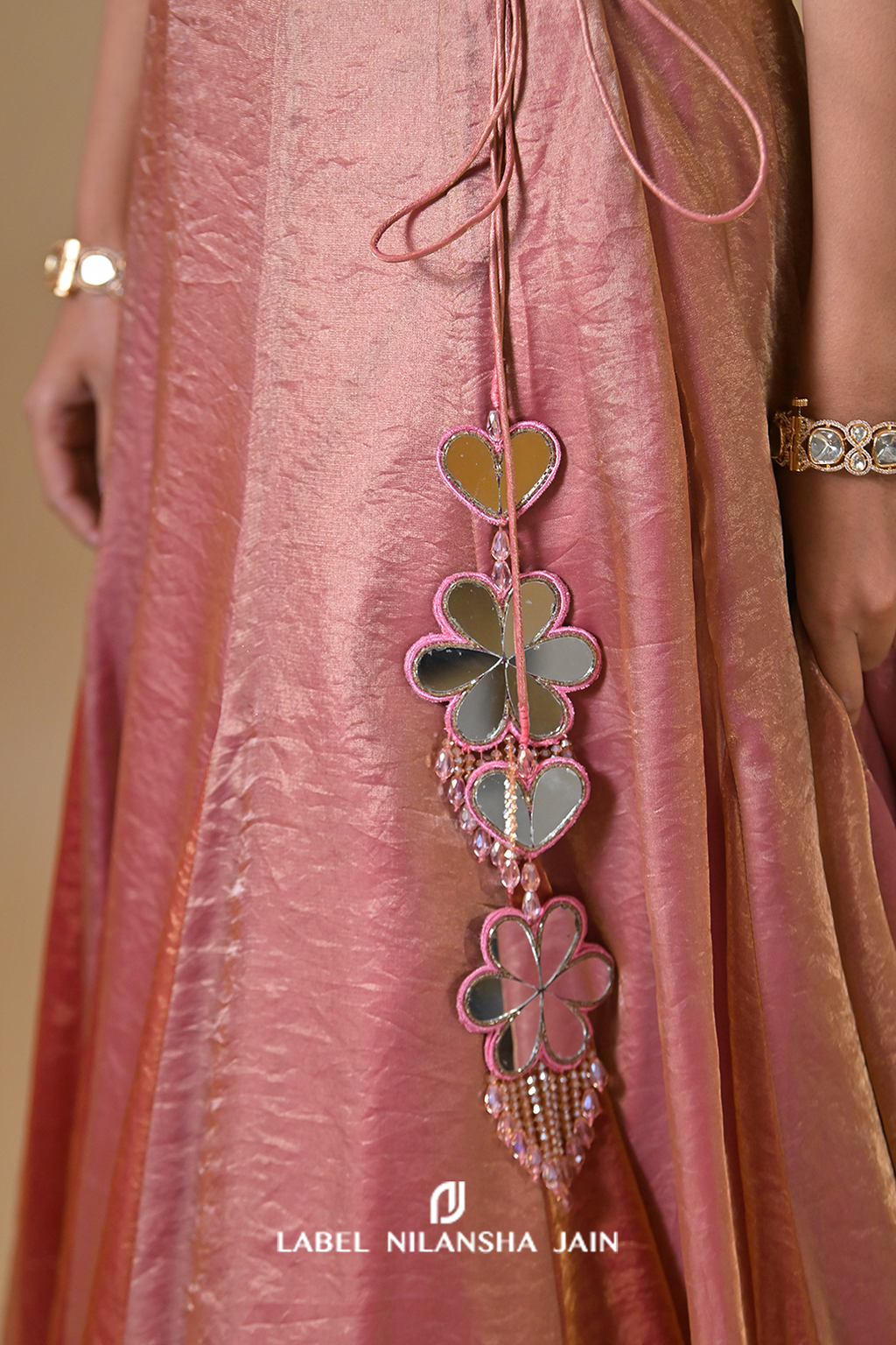 Rose Gold Zari Tissue Nayra Lehenga