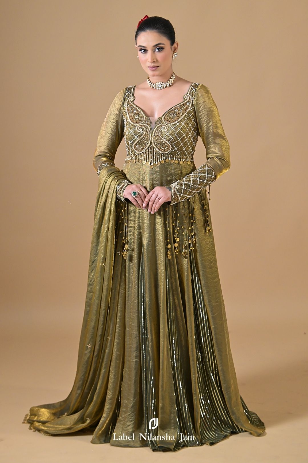 Teal Green Tissue Zoya Anarkali
