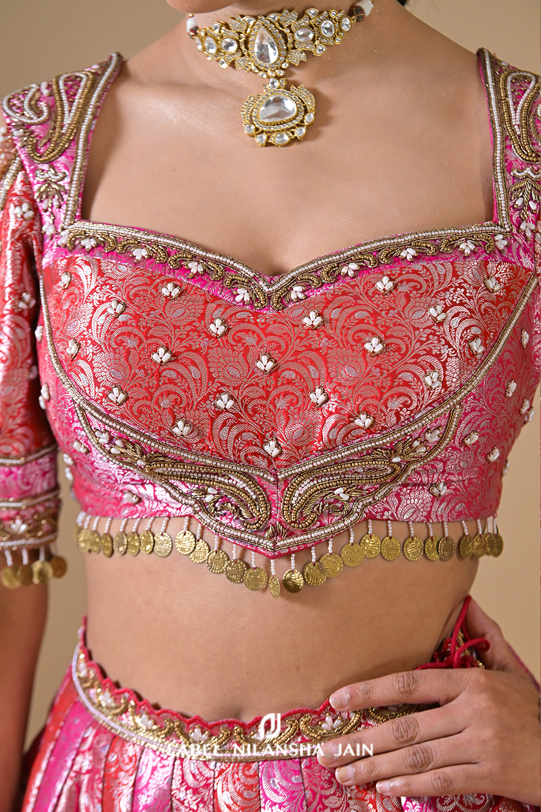 Red-Pink-Gajri Banarasi Bridal Rangotsav Lehenga