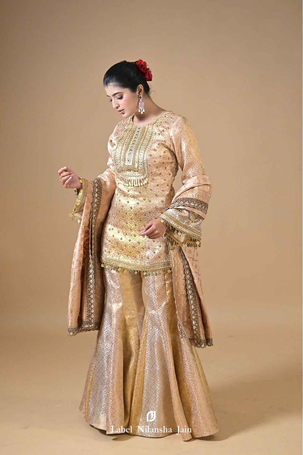 Gold Banarasi Prabha Garara Set