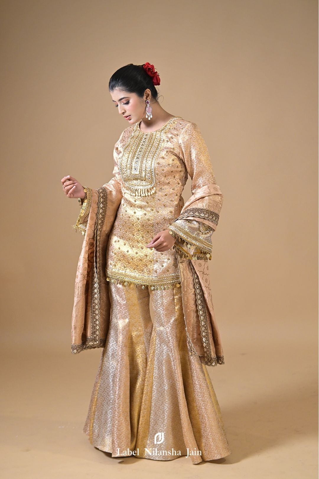 Gold Banarasi Prabha Garara Set