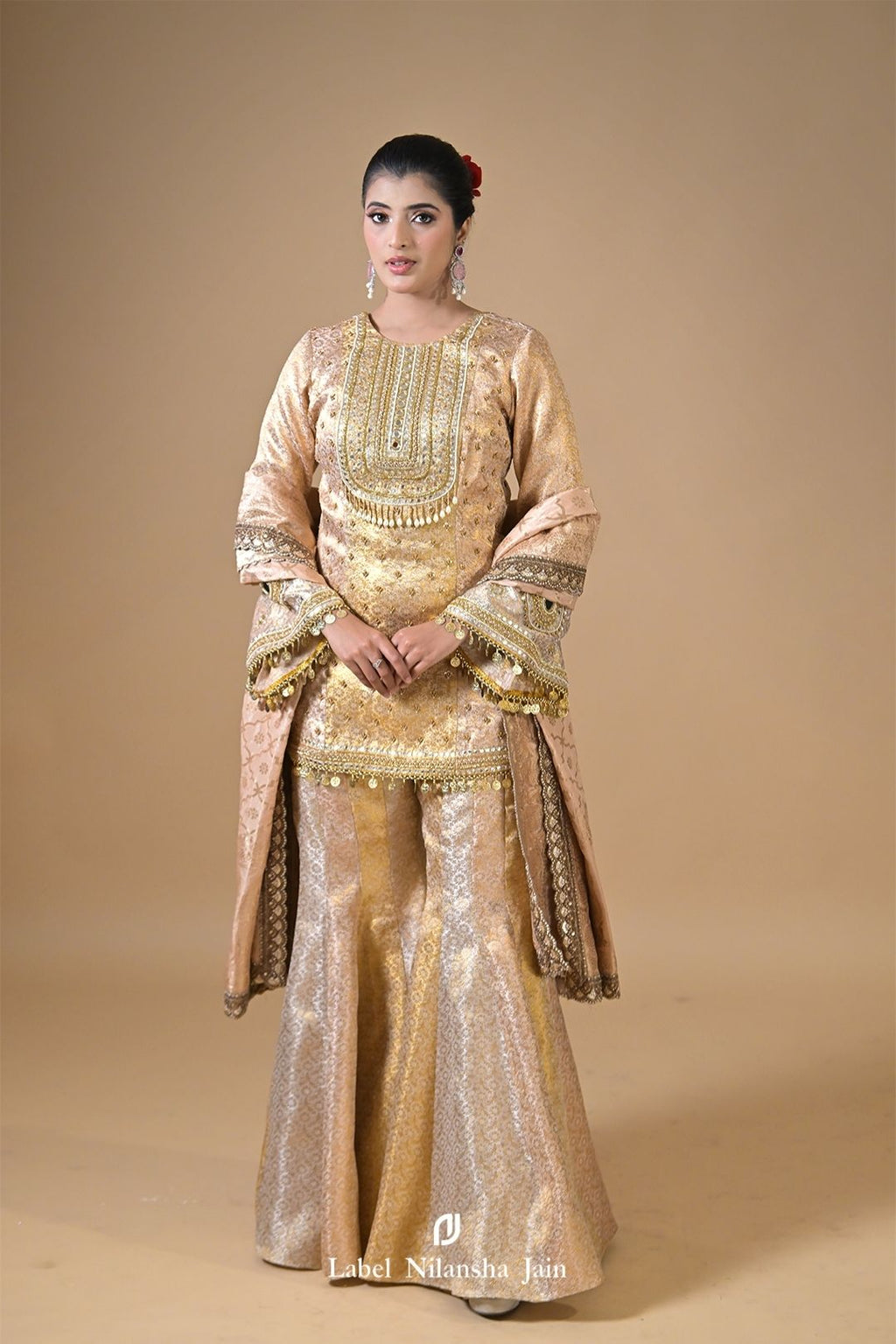 Gold Banarasi Prabha Garara Set