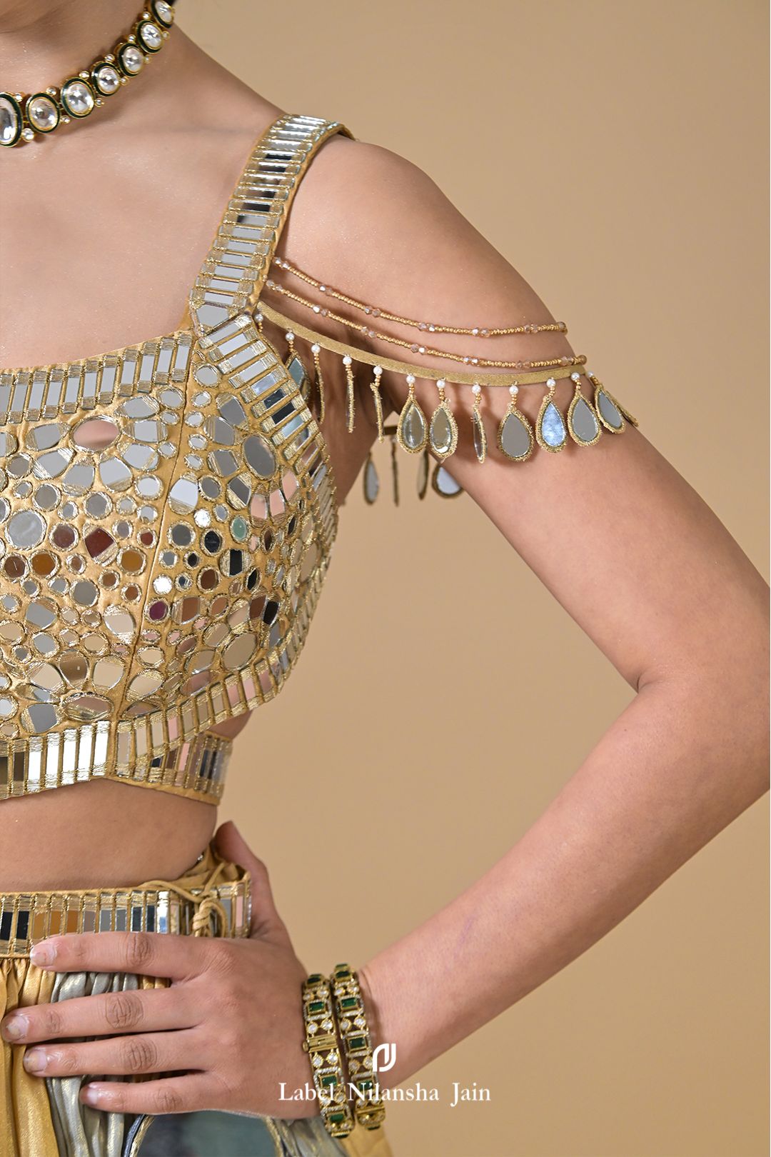 Gold - Silver Tissue Mirrorwork Ujala Lehenga