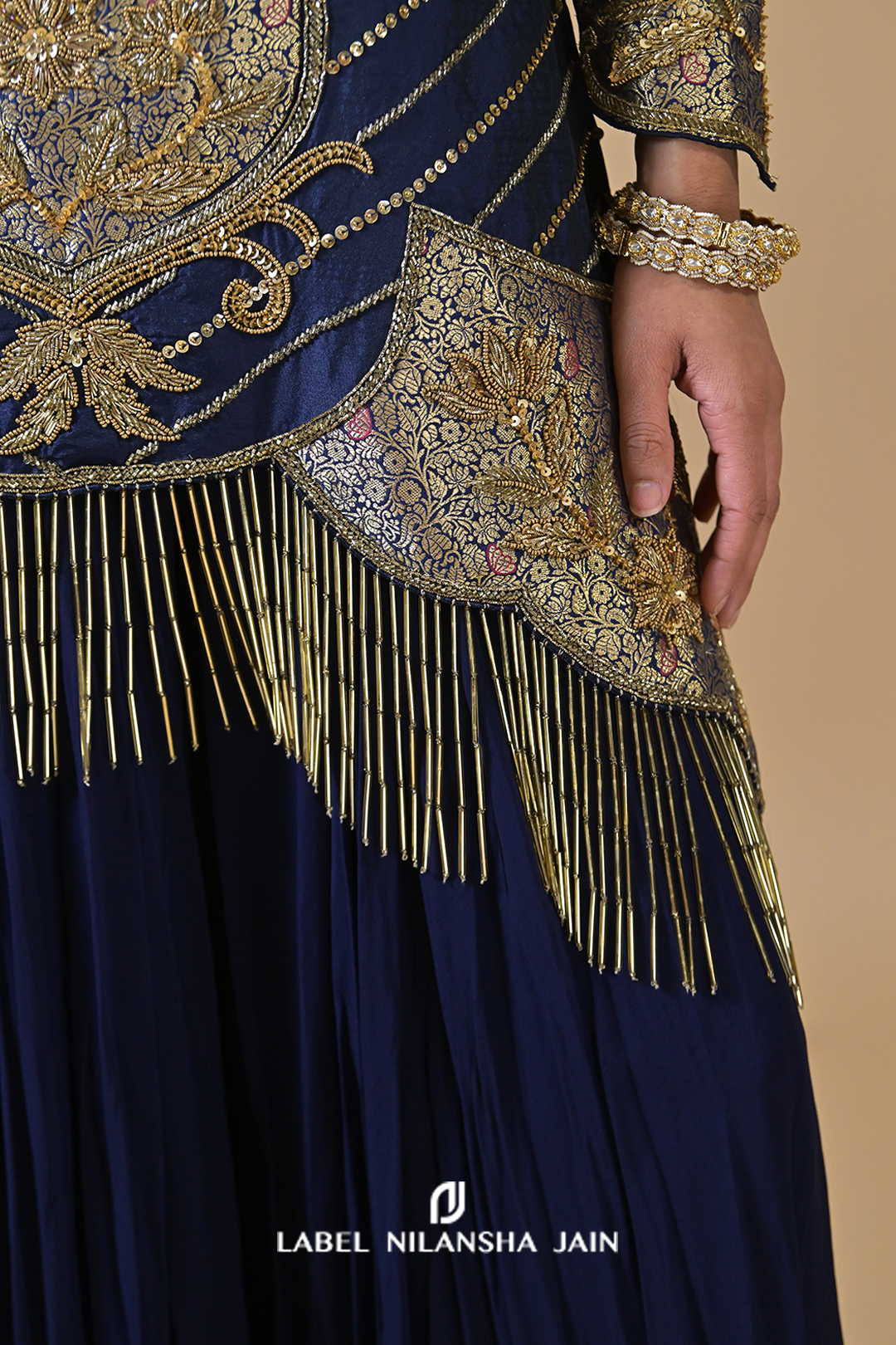 Navy Blue Banarasi Shilp Sharara Set