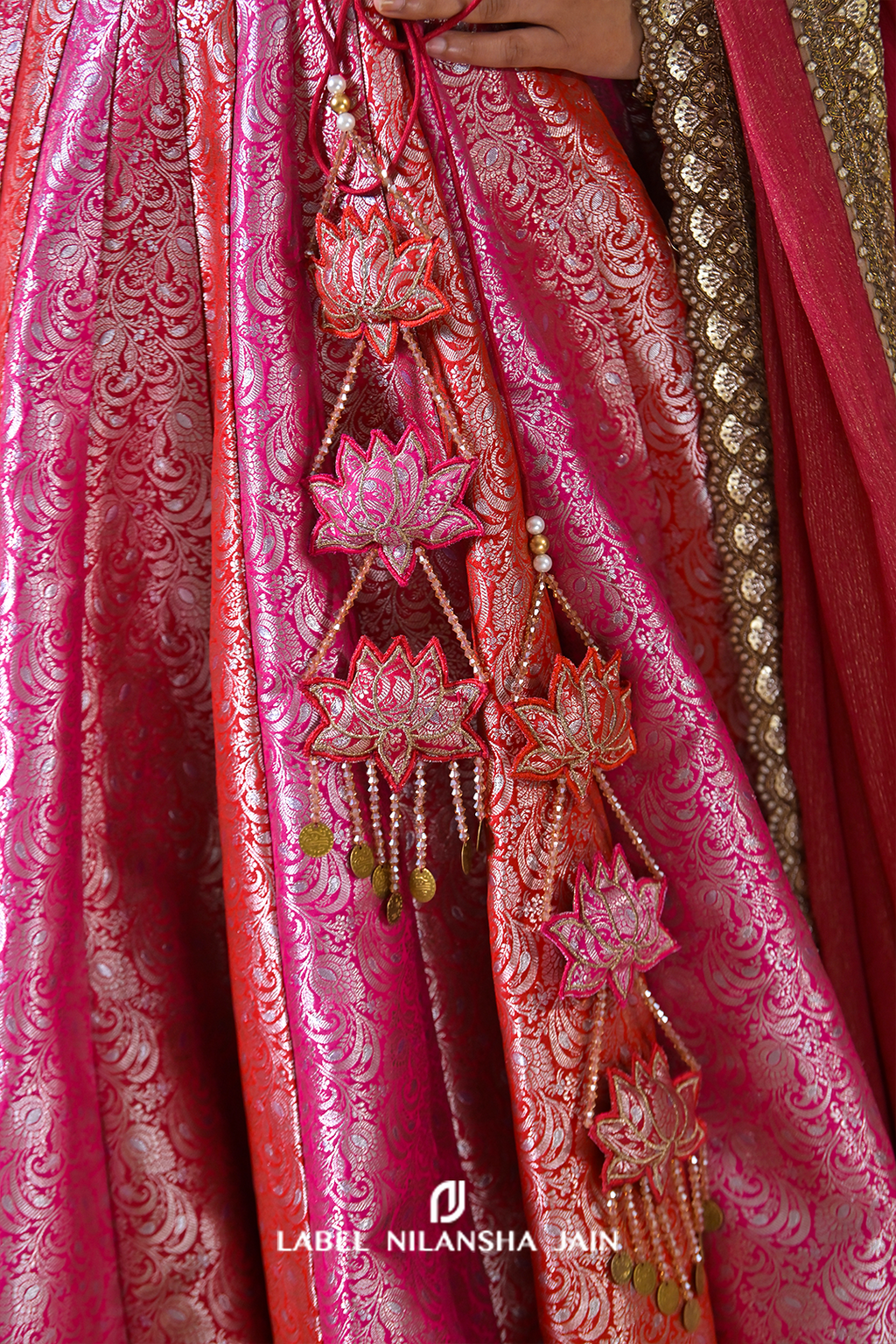 Red-Pink-Gajri Banarasi Bridal Rangotsav Lehenga