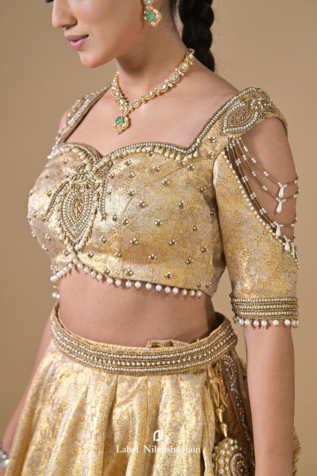 Gold - Green Banarasi Silk Meher Lehenga
