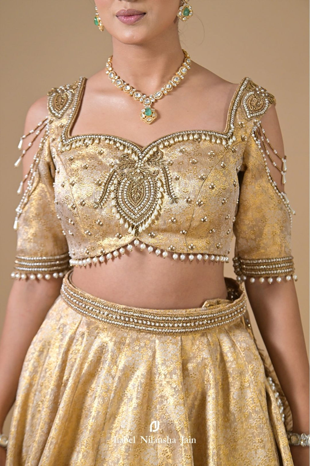 Gold - Green Banarasi Silk Meher Lehenga