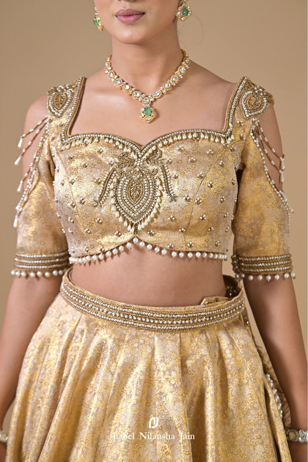 Gold - Green Banarasi Silk Meher Lehenga