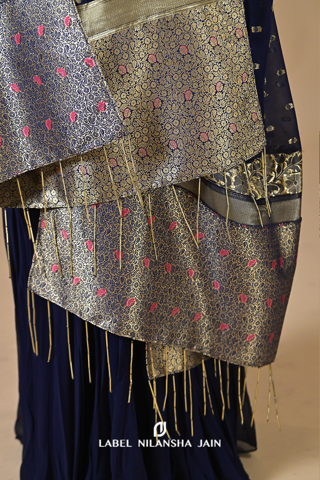 Navy Blue Banarasi Shilp Sharara Set
