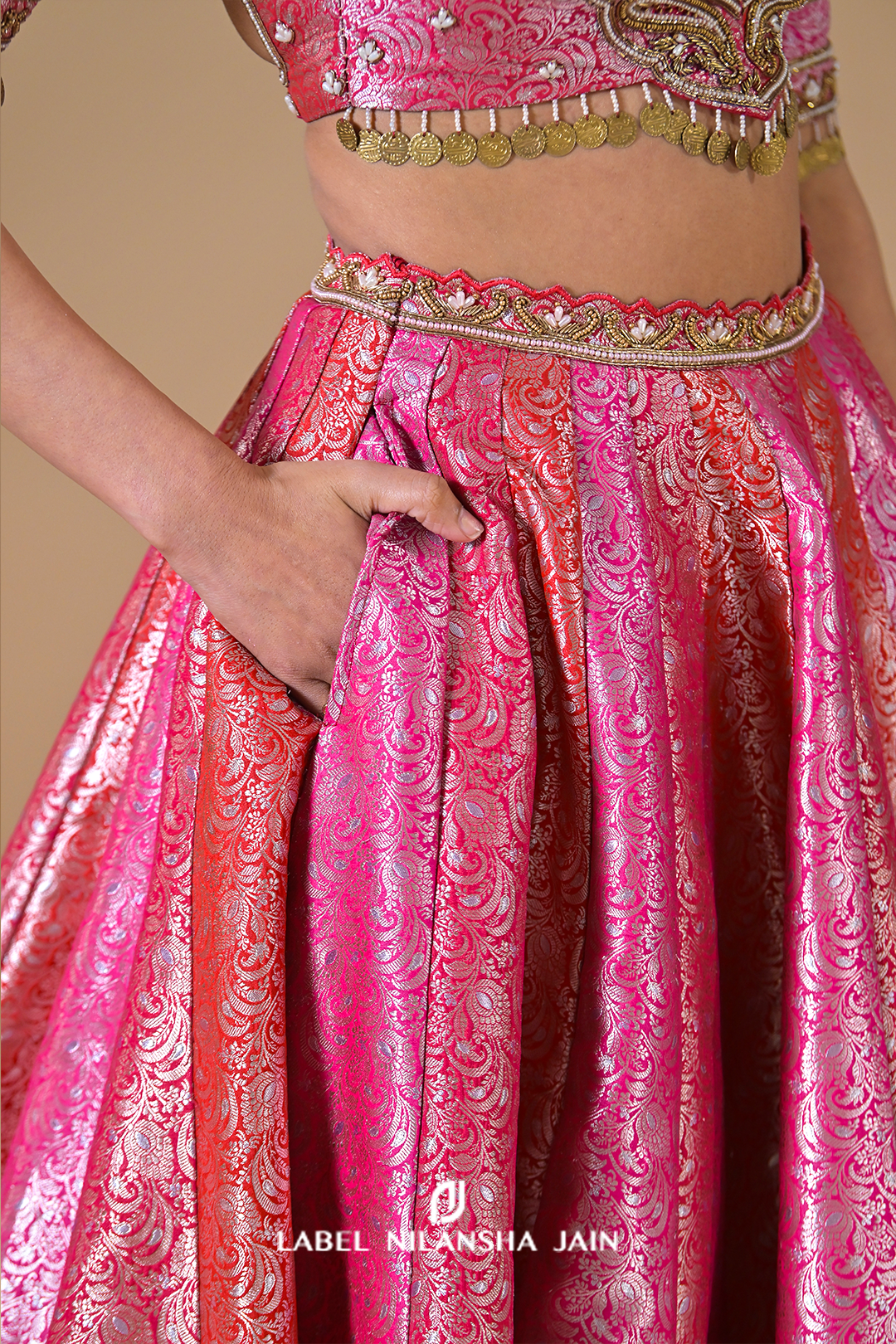 Red-Pink-Gajri Banarasi Bridal Rangotsav Lehenga