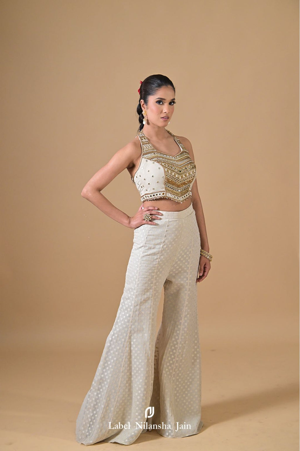 Off White - Gold Banarasi Inaaya Garara Set