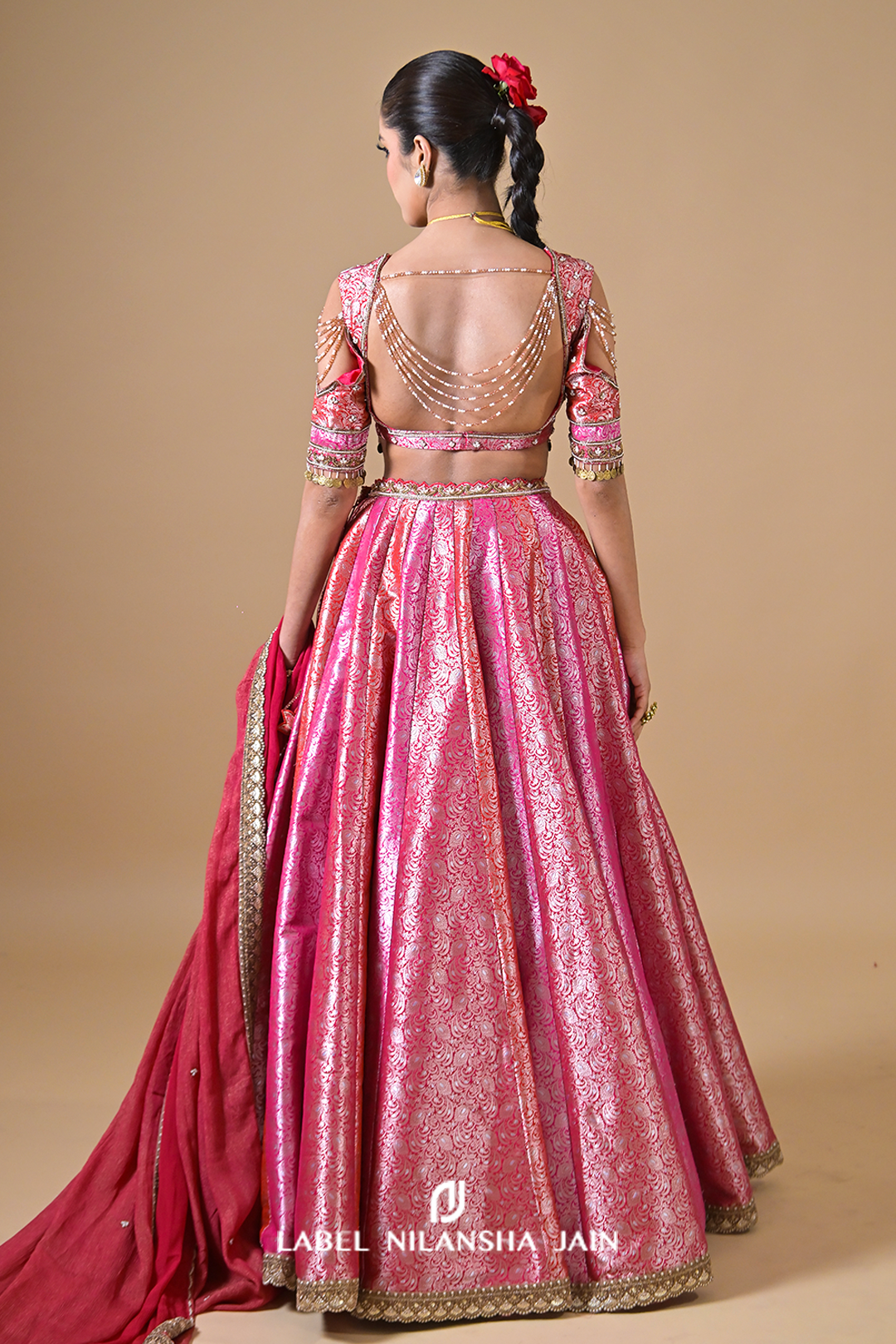 Red-Pink-Gajri Banarasi Bridal Rangotsav Lehenga