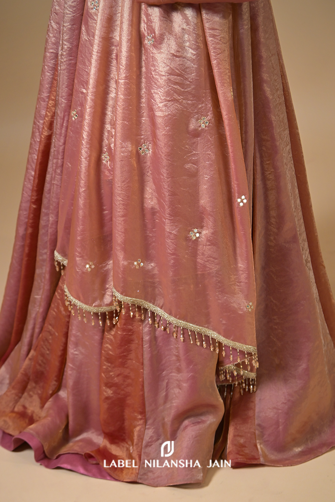 Rose Gold Zari Tissue Nayra Lehenga