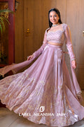 Blush Pink Organza Pearlwork Mukta  Lehenga