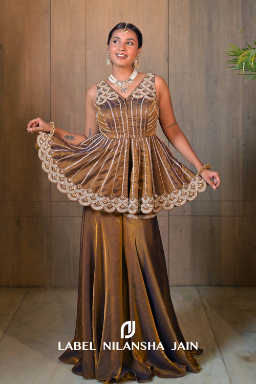 Copper Tissue Pearlwork Avi Garara Set
