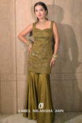Olive Green Hand Embroidered Amara Garara Set