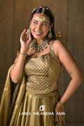 Olive Tissue Mirrorwork Evara Lehenga