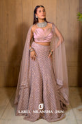 Pale Pink Mirrorwork Karnika Lehenga