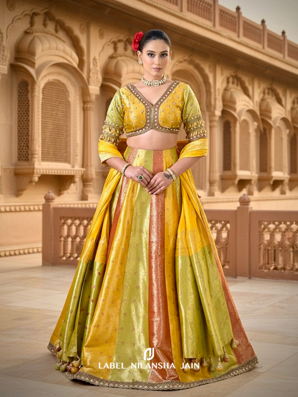 Multicolored Banarasi Utsav Lehenga