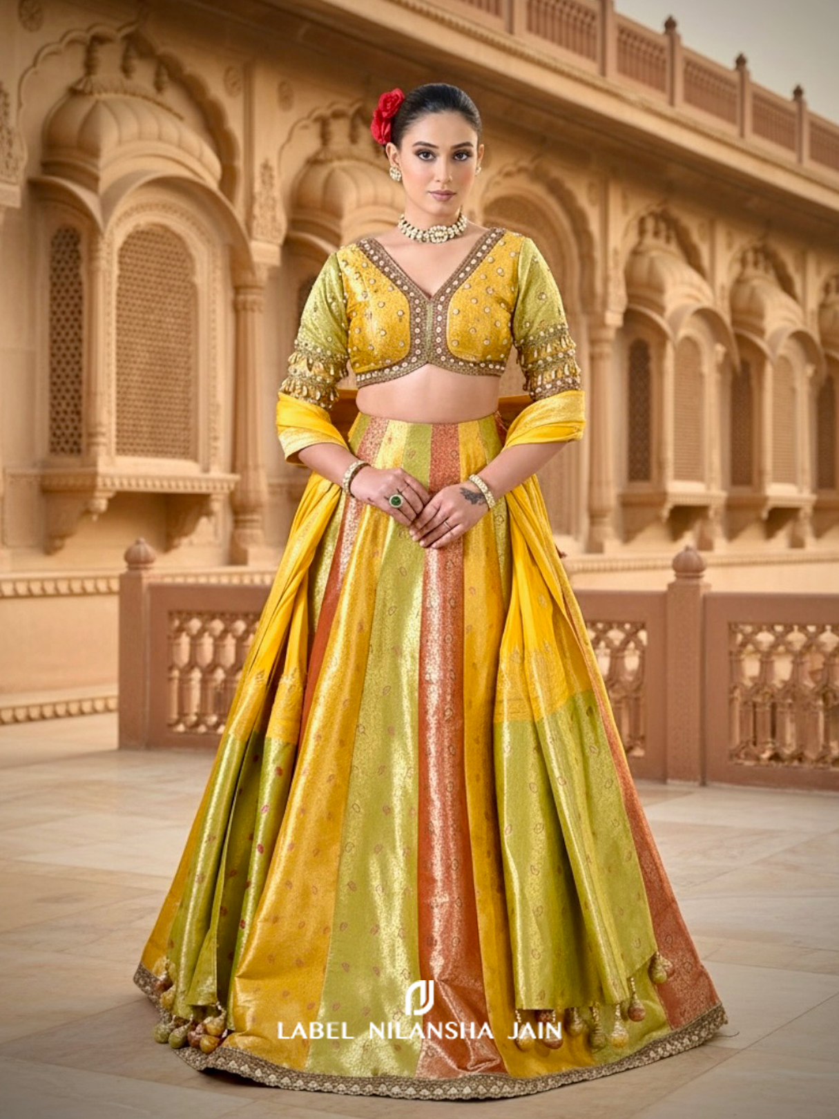 Multicolored Banarasi Utsav Lehenga
