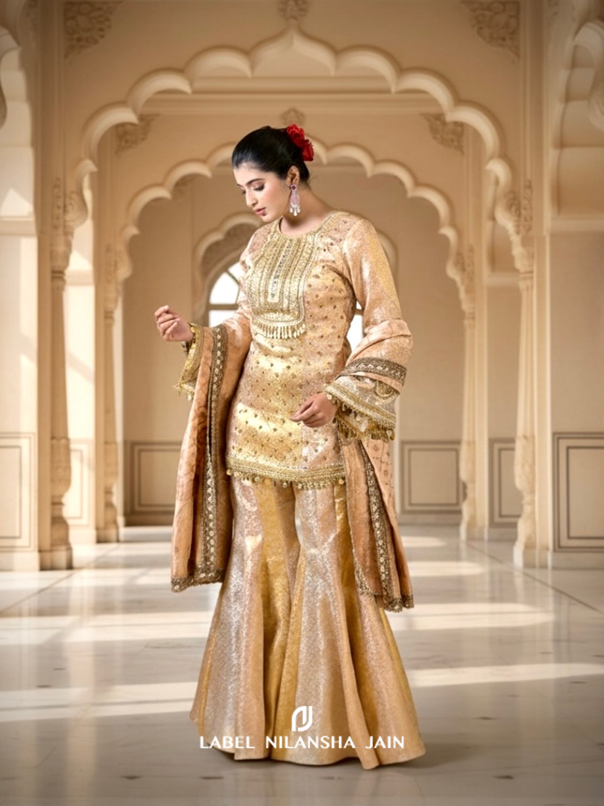 Gold Banarasi Prabha Garara Set